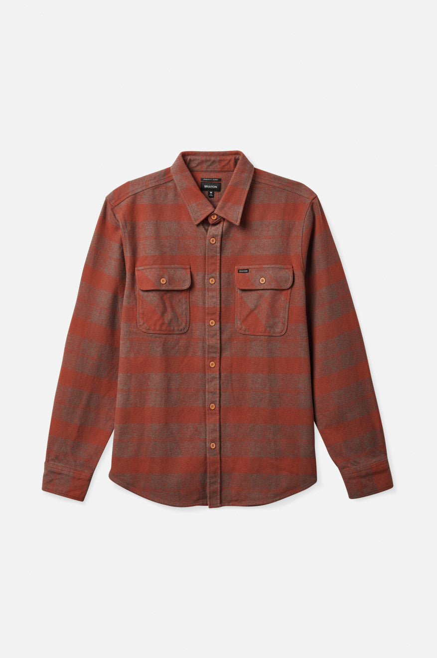 Brixton Bowery Heavy Weight L/S Férfi Flanel Felsők Piros | FXNP-17285