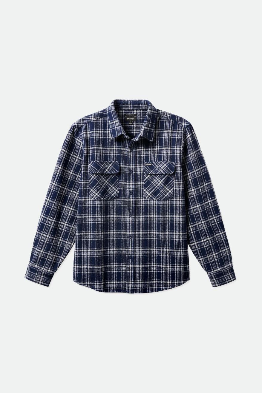 Brixton Bowery Heavy Weight L/S Férfi Flanel Felsők Sötétkék Szürke | HXBF-72063