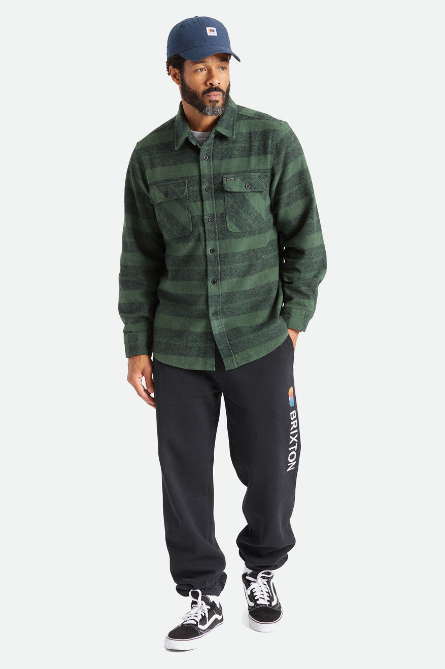 Brixton Bowery Heavy Weight L/S Férfi Flanel Felsők Zöld | XYCL-06357