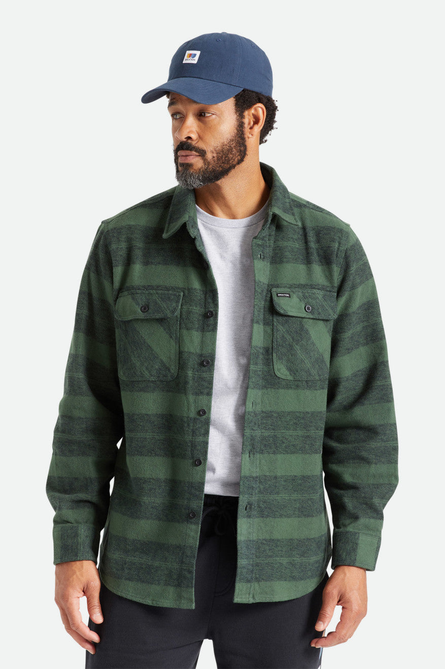 Brixton Bowery Heavy Weight L/S Férfi Flanel Felsők Zöld | XYCL-06357