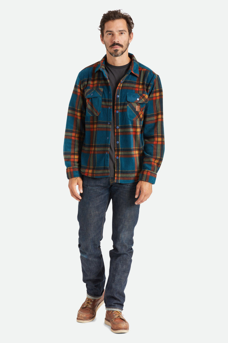 Brixton Bowery L/S Arctic Stretch Fleece Férfi Flanel Felsők Mélykék | OQNK-95083