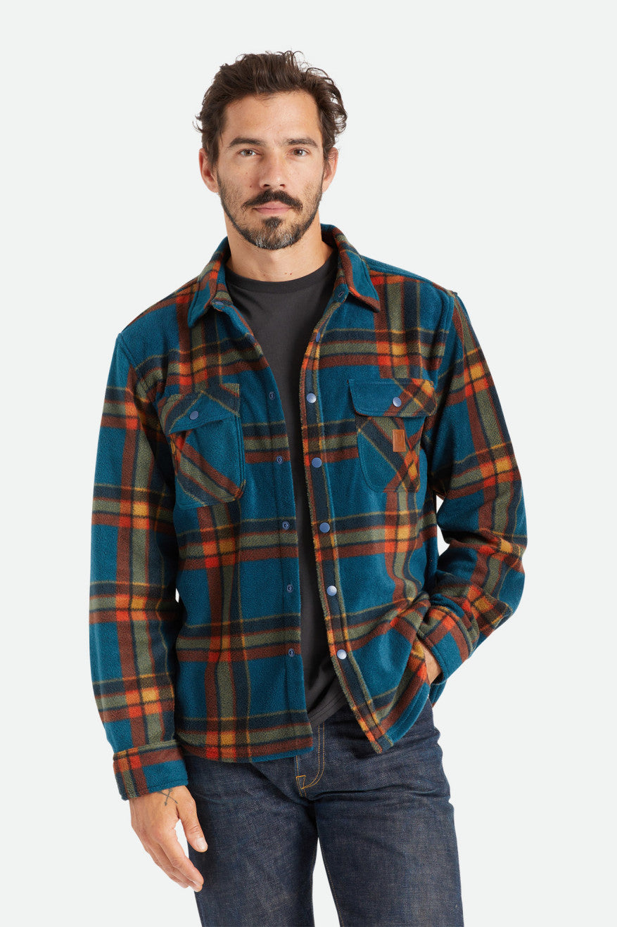 Brixton Bowery L/S Arctic Stretch Fleece Férfi Flanel Felsők Mélykék | OQNK-95083