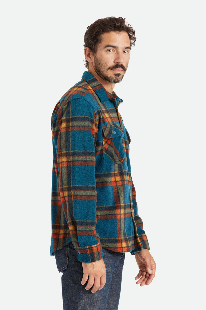 Brixton Bowery L/S Arctic Stretch Fleece Férfi Flanel Felsők Mélykék | OQNK-95083