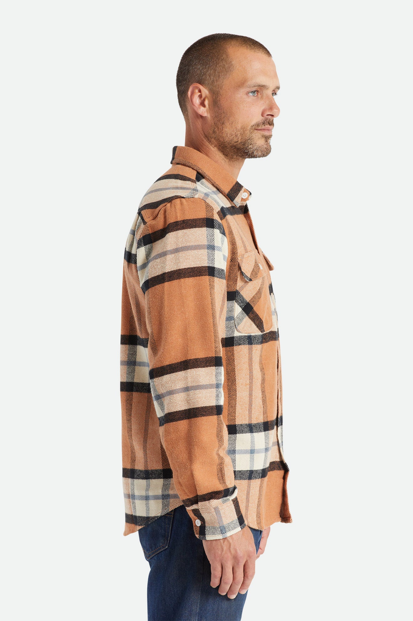 Brixton Bowery L/S Férfi Flanel Felsők Bézs | PILR-81564