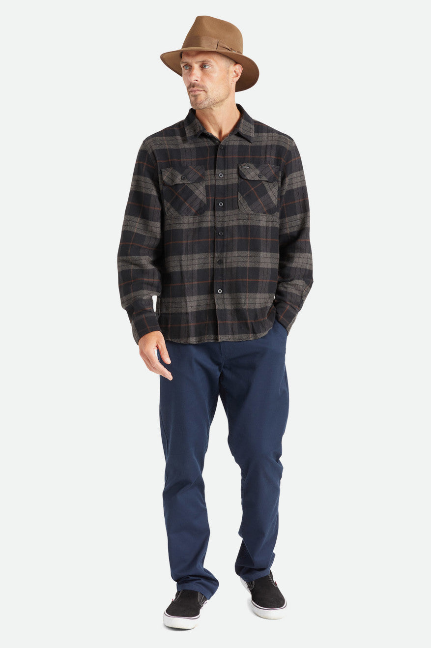 Brixton Bowery L/S Férfi Flanel Felsők Fekete Szürke | DYAI-93867