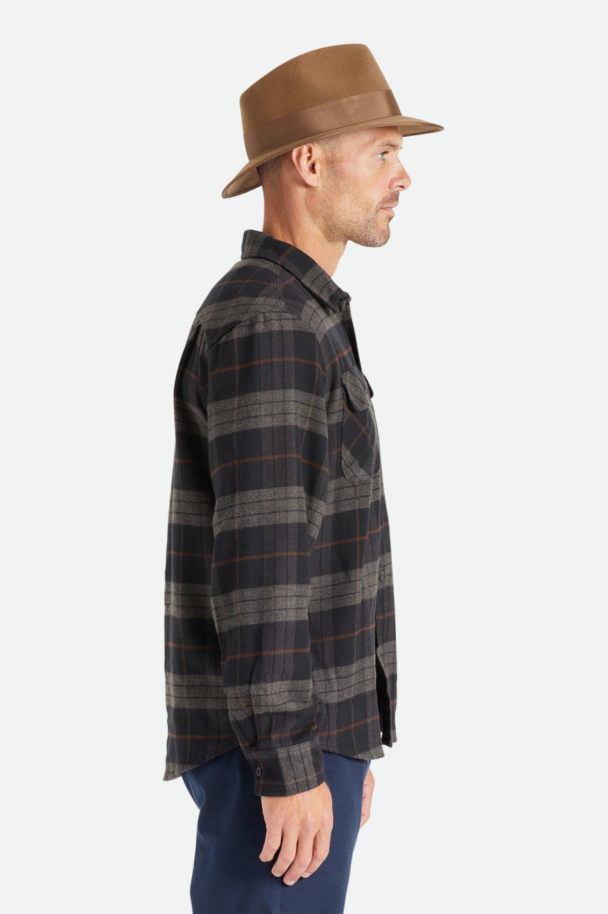 Brixton Bowery L/S Férfi Flanel Felsők Fekete Szürke | DYAI-93867