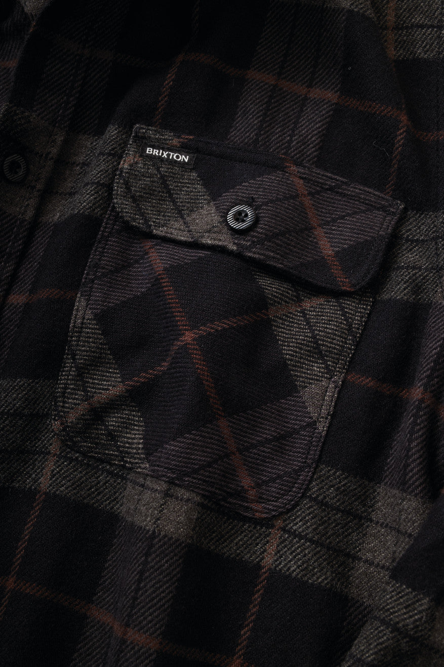 Brixton Bowery L/S Férfi Flanel Felsők Fekete Szürke | DYAI-93867