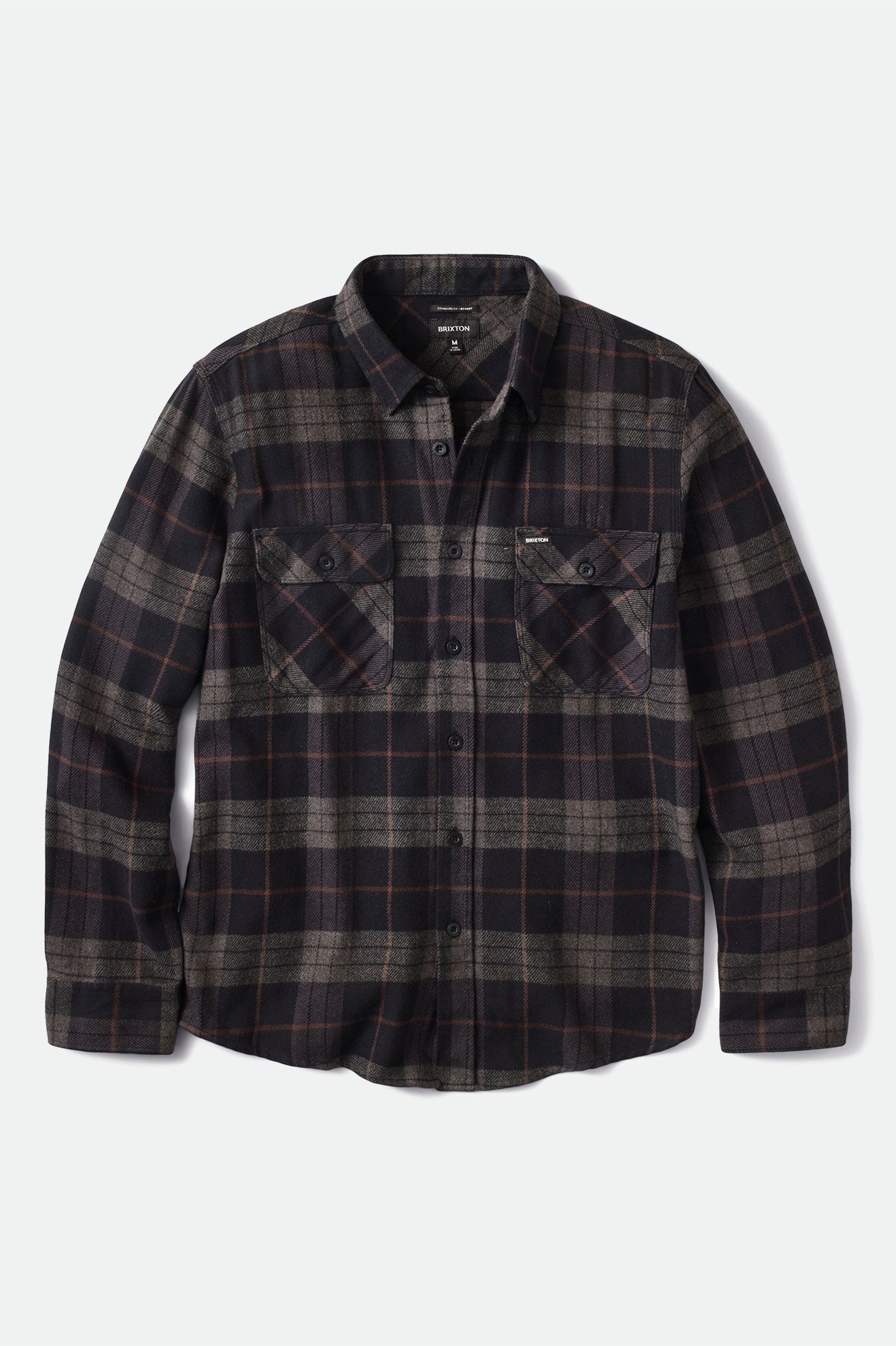 Brixton Bowery L/S Férfi Flanel Felsők Fekete Szürke | DYAI-93867