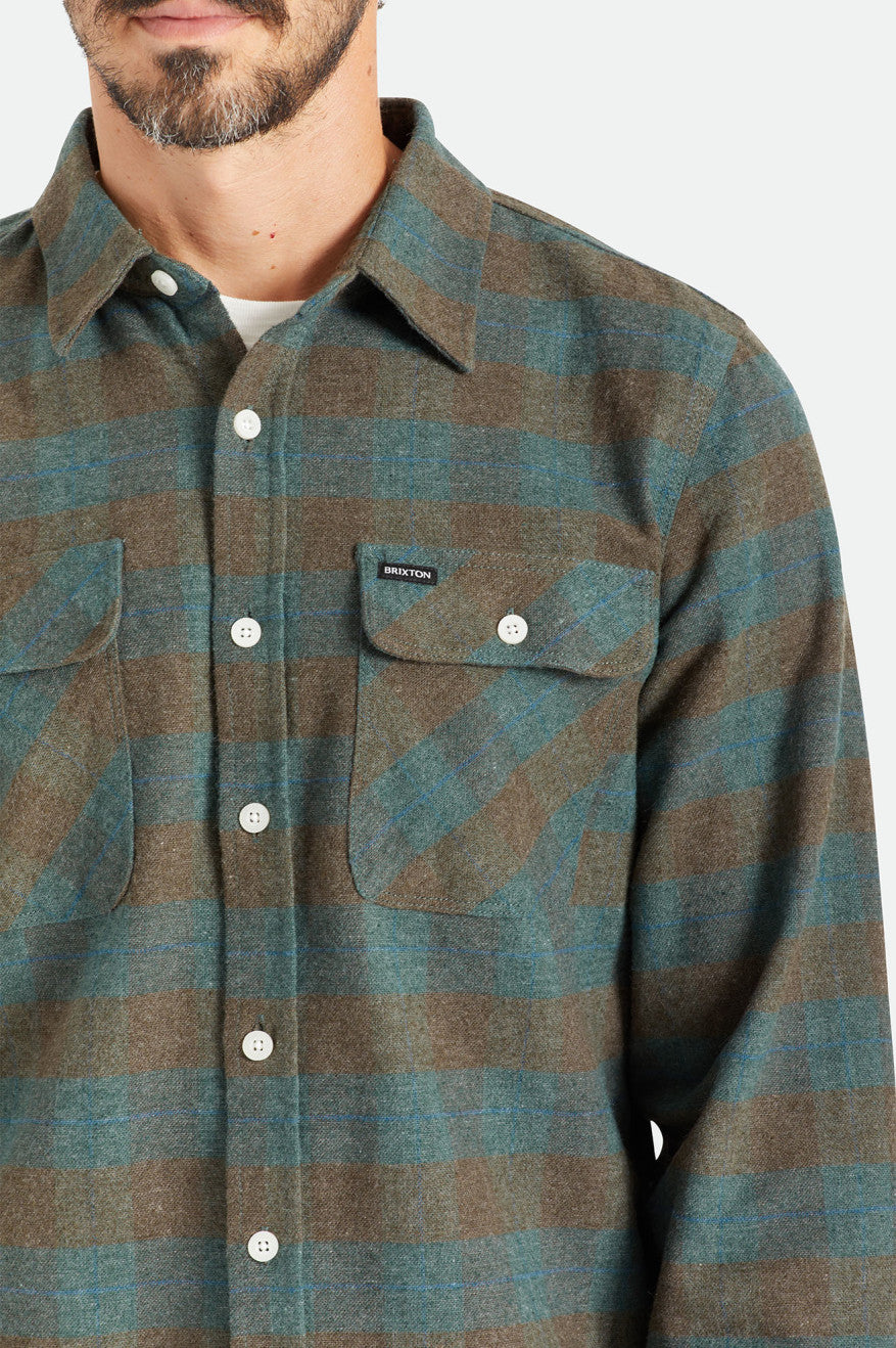 Brixton Bowery L/S Férfi Flanel Felsők Kék | QYTR-45381