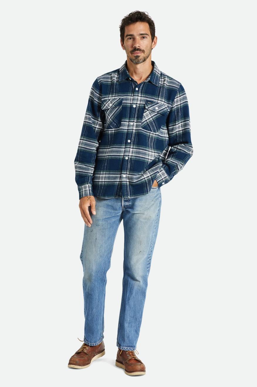 Brixton Bowery L/S Férfi Flanel Felsők Szürke | WRGC-46350