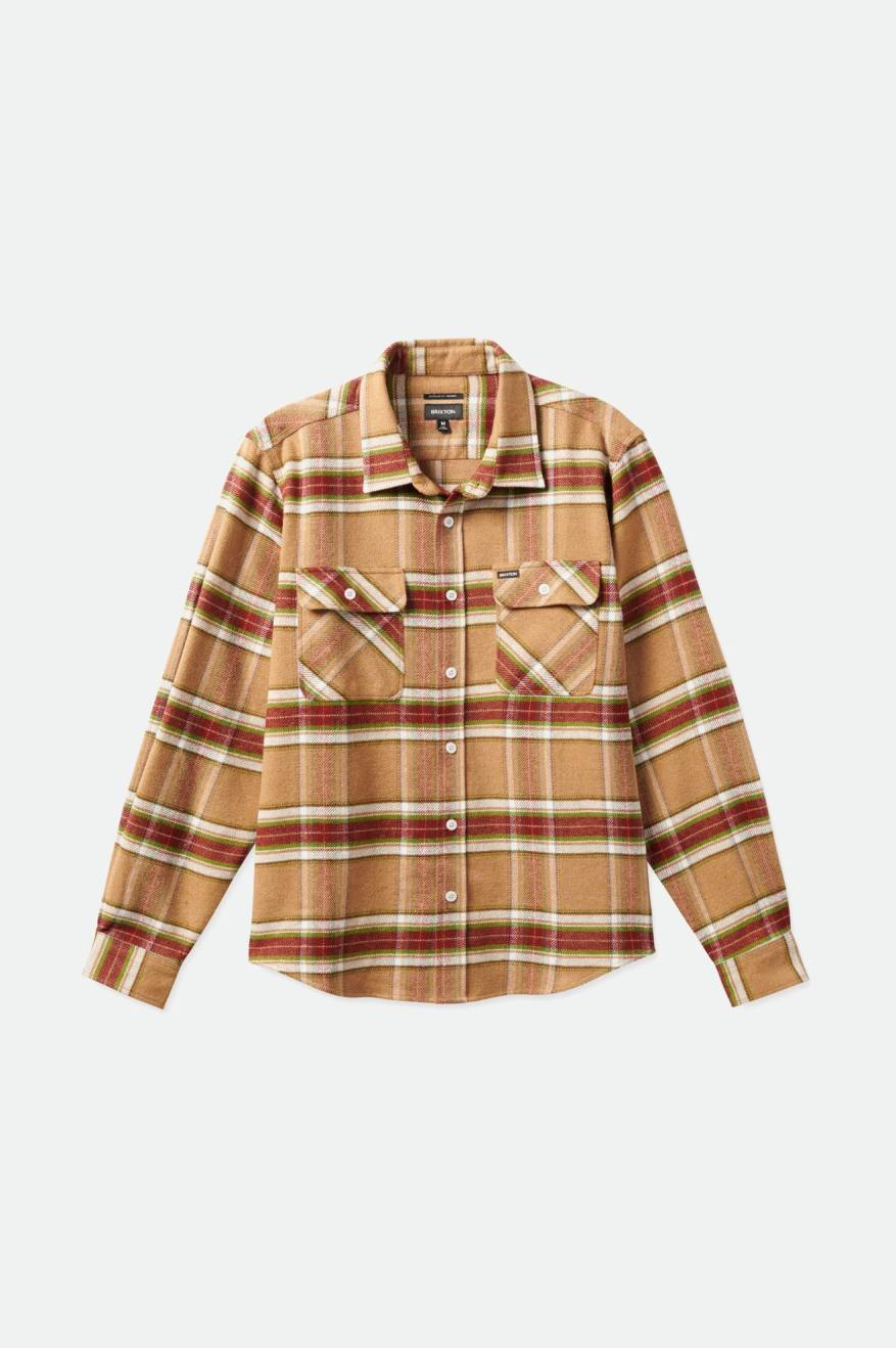 Brixton Bowery L/S Férfi Flanel Felsők Világos Barna | TZVM-75639