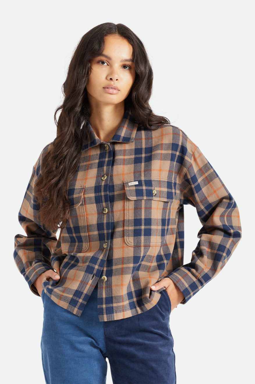 Brixton Bowery L/S Női Flanel Felsők Mélyzöld | YNXD-96247