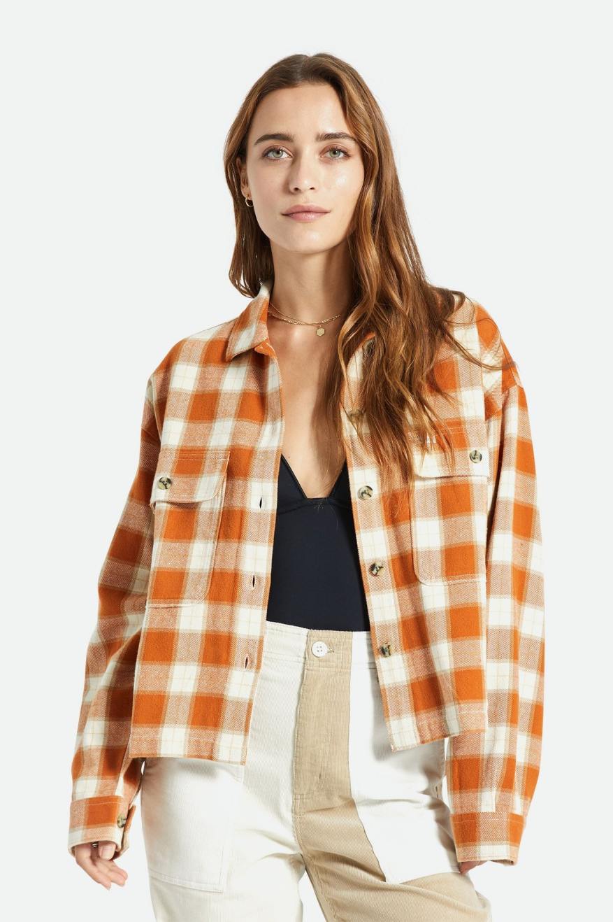 Brixton Bowery L/S Női Flanel Felsők Narancssárga | LUVR-91306