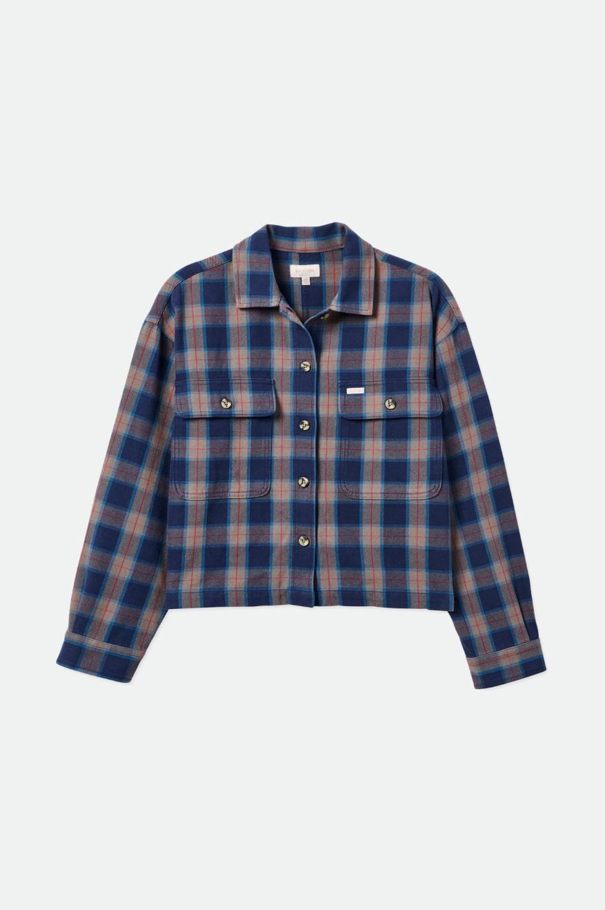 Brixton Bowery L/S Női Flanel Felsők Sötétkék Szürke | CEJA-94825