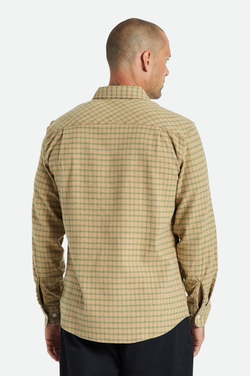 Brixton Bowery Stretch L/S Utility Férfi Flanel Felsők Bézs Olivazöld | CDGS-96142