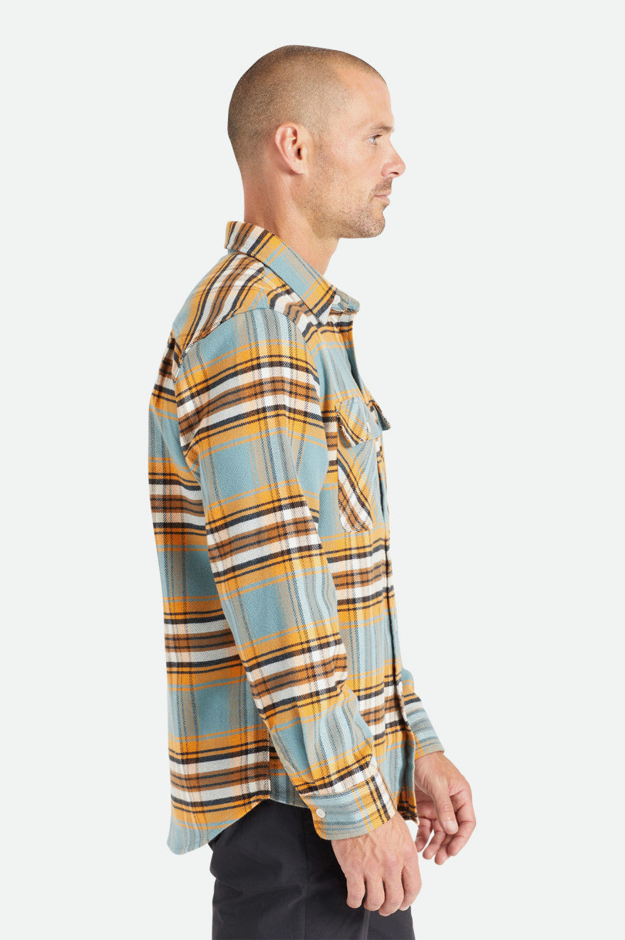 Brixton Bowery Stretch L/S Utility Férfi Flanel Felsők Narancssárga Fehér | FLTE-04981