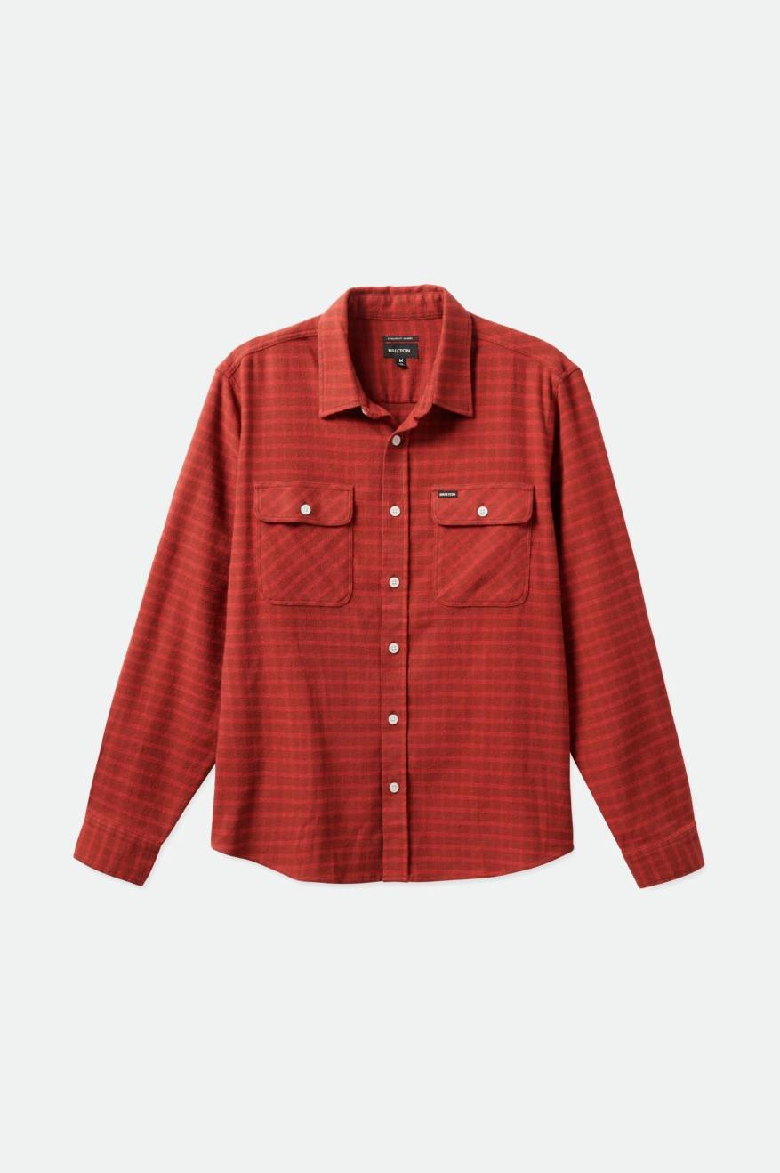 Brixton Bowery Stretch L/S Utility Férfi Flanel Felsők Piros | GMLX-92783