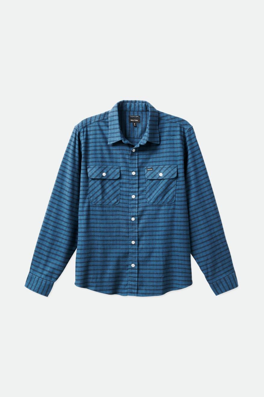 Brixton Bowery Stretch L/S Utility Férfi Flanel Felsők Türkiz Fekete | LJEY-15463