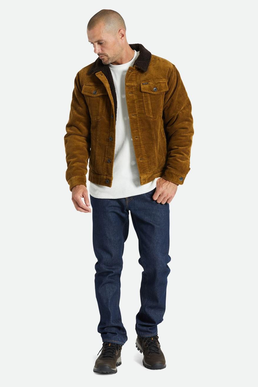 Brixton Cable Sherpa Bélelt Trucker Férfi Kabát Barna | NMZL-58420