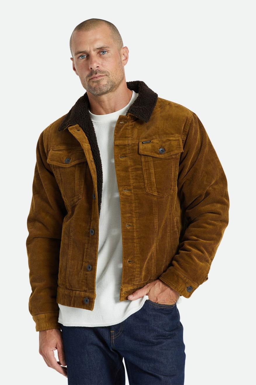 Brixton Cable Sherpa Bélelt Trucker Férfi Kabát Barna | NMZL-58420