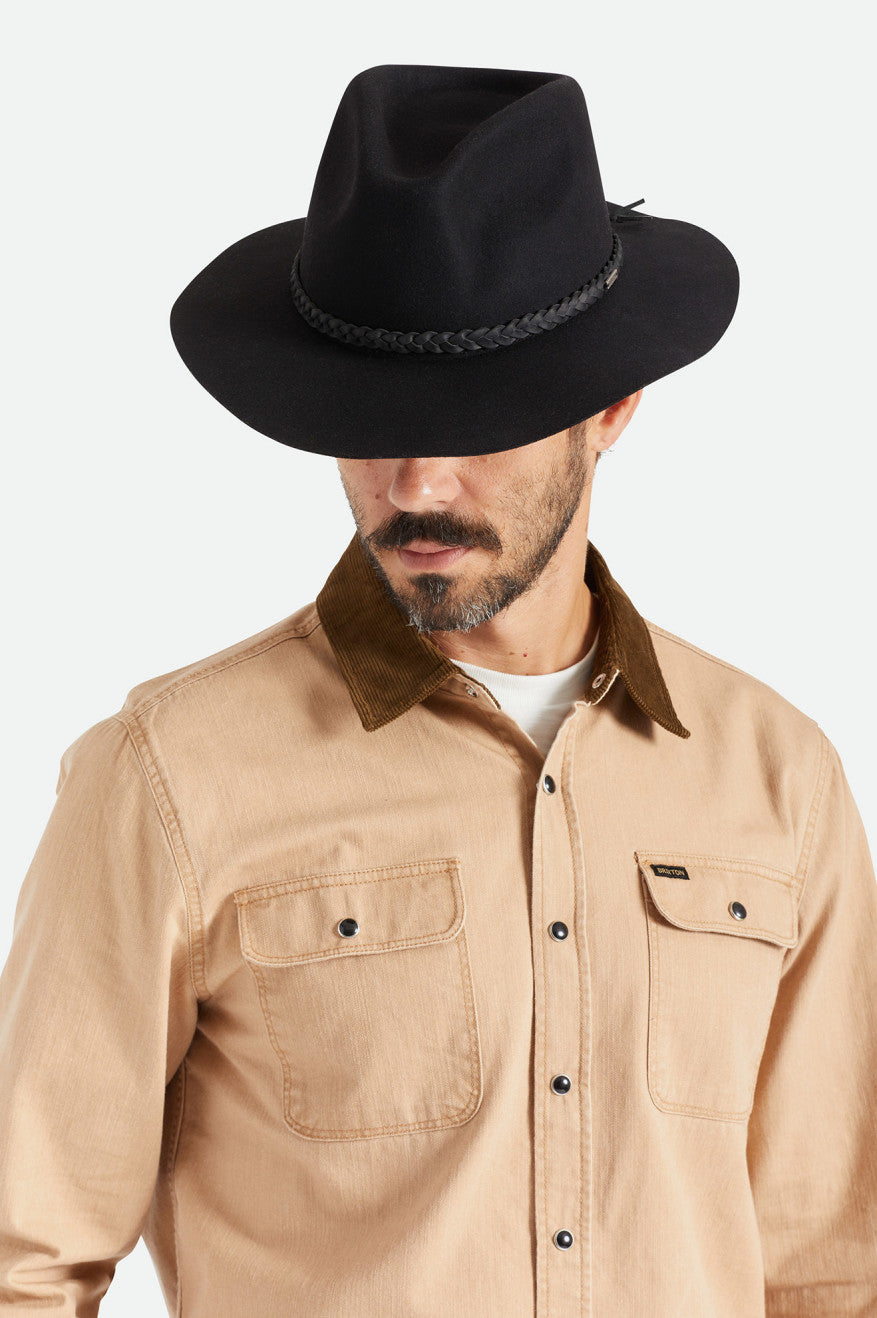 Brixton Messer Western Fedora Női Fedoras Fekete | RVIB-97801