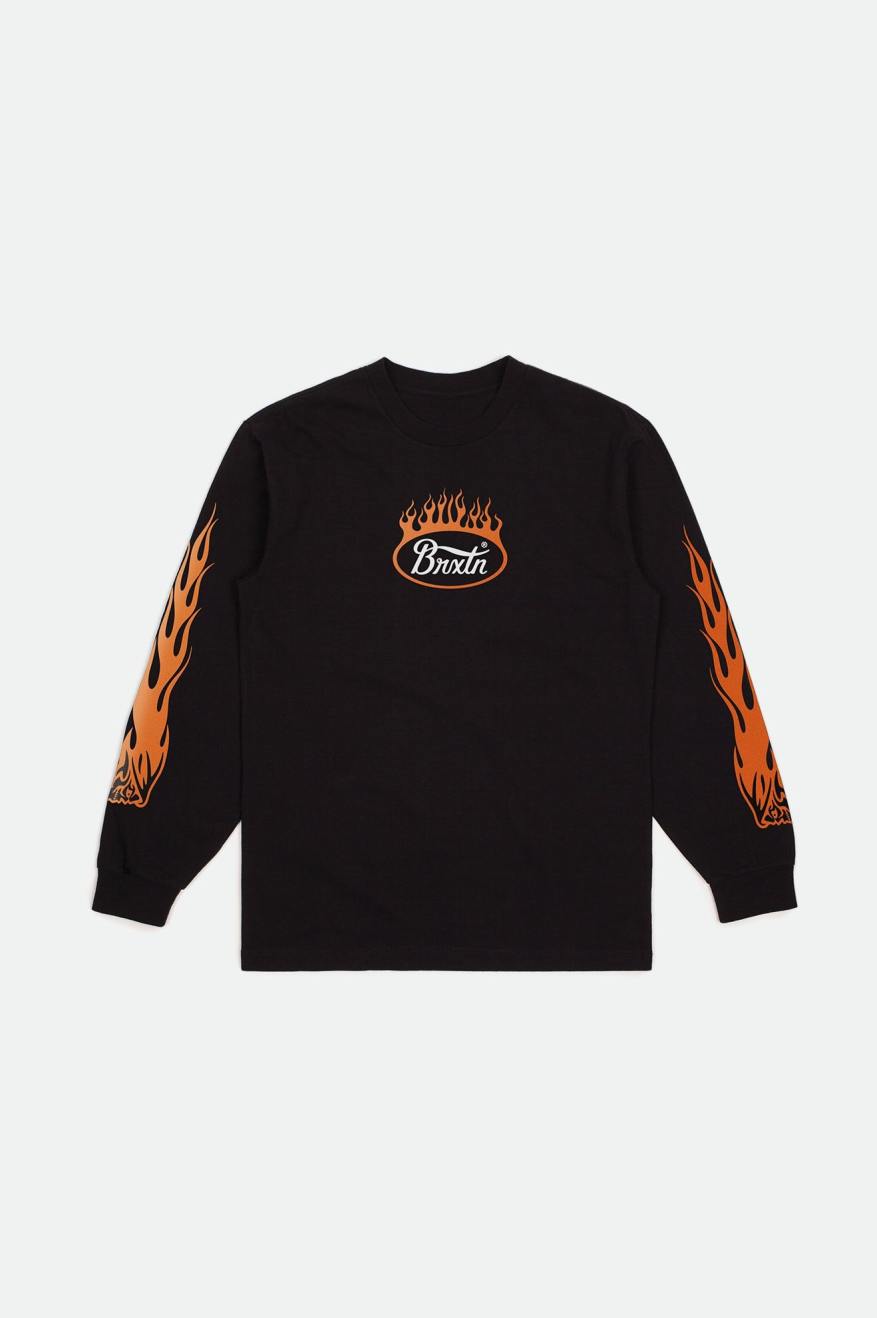 Brixton Parsons Flame L/S Standard Férfi Felsők Fekete Fehér Narancssárga | CTVK-19035