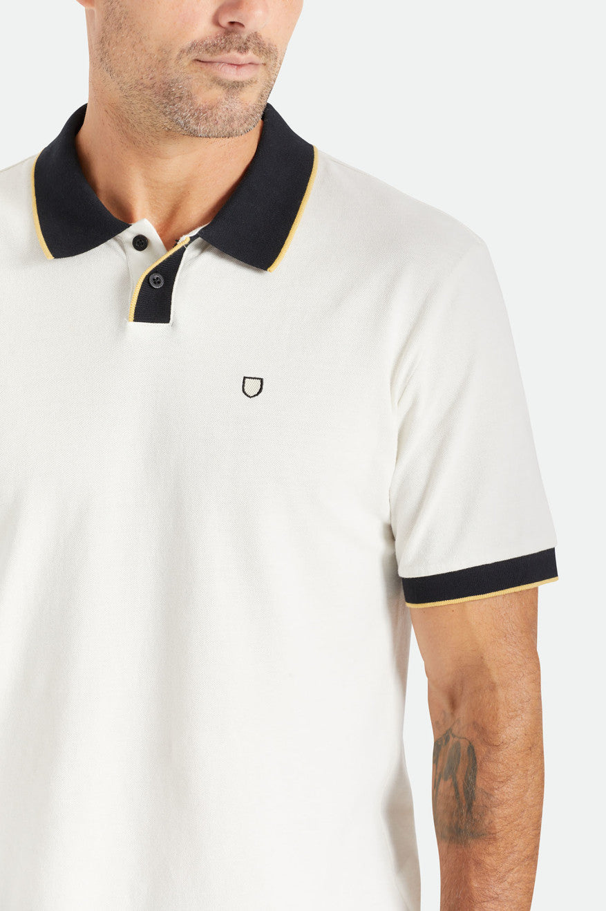 Brixton Proper S/S Polo Férfi Kötöttáru Fehér Fekete | MKXF-70362