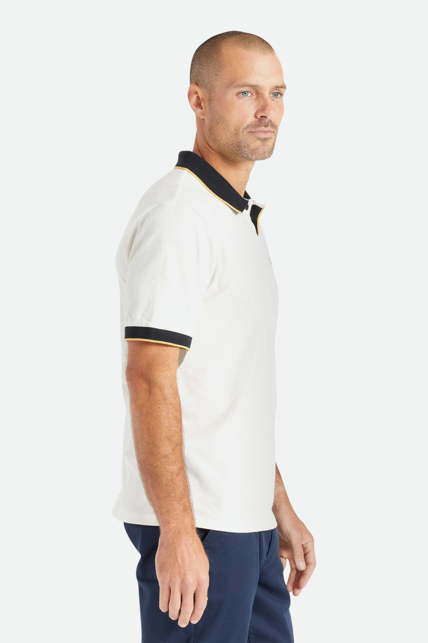 Brixton Proper S/S Polo Férfi Kötöttáru Fehér Fekete | MKXF-70362