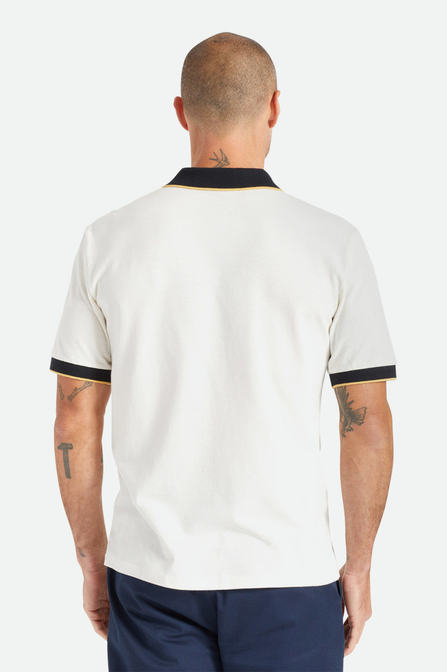 Brixton Proper S/S Polo Férfi Kötöttáru Fehér Fekete | MKXF-70362