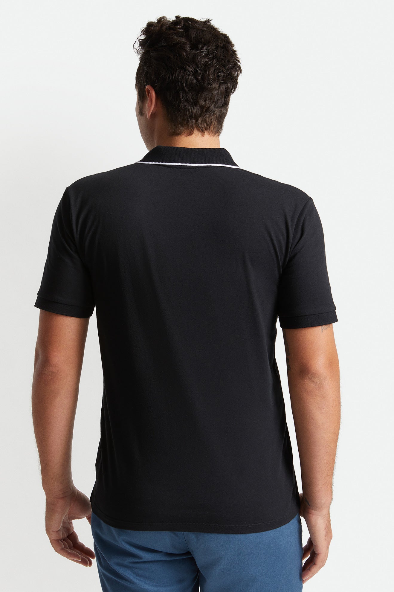 Brixton Proper S/S Polo Férfi Kötöttáru Fekete Fehér | NHYR-30427