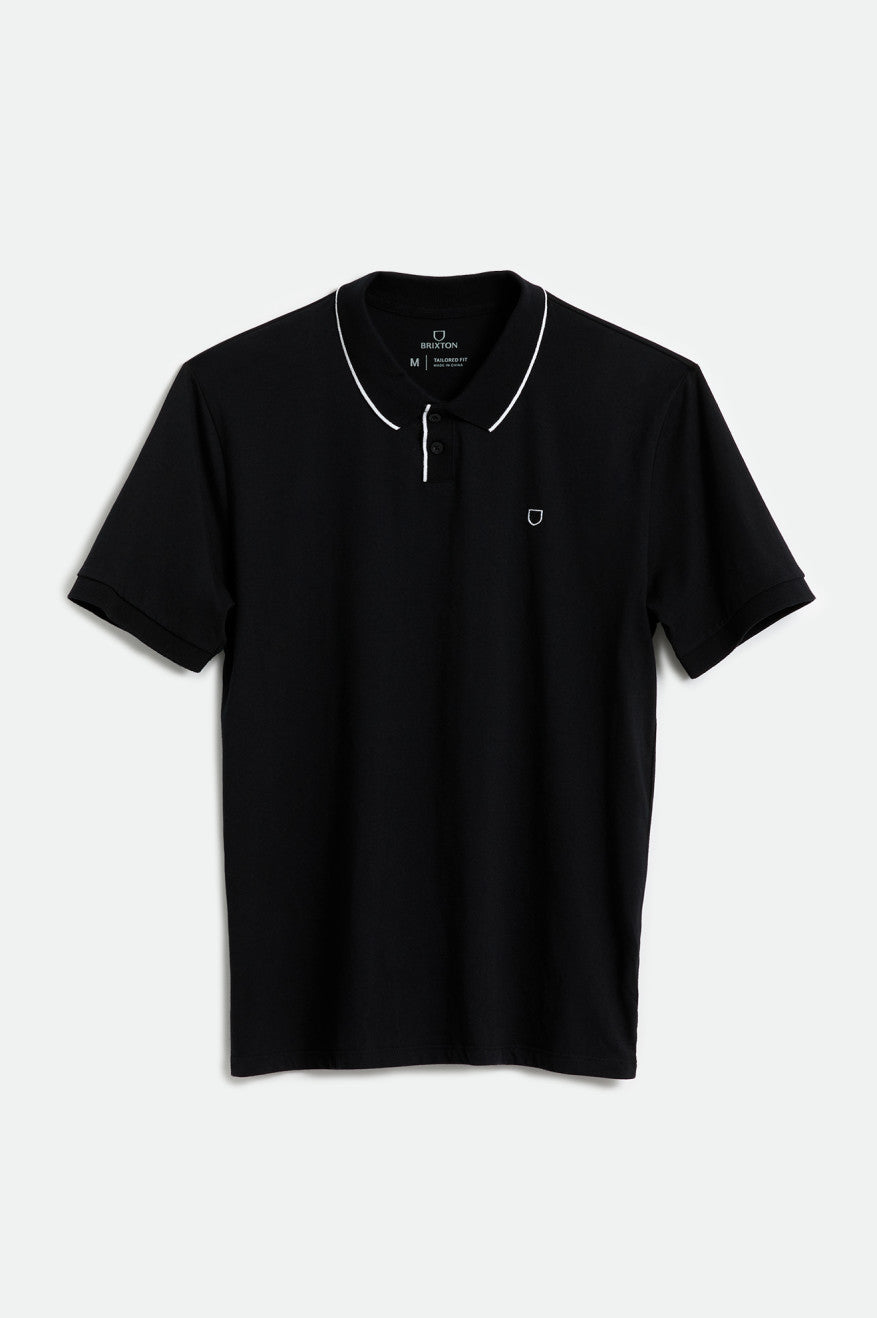 Brixton Proper S/S Polo Férfi Kötöttáru Fekete Fehér | NHYR-30427