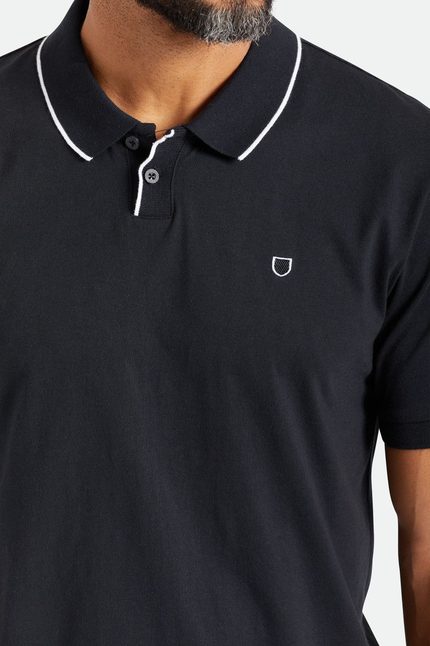 Brixton Proper S/S Polo Férfi Kötöttáru Fekete | UXSD-48963