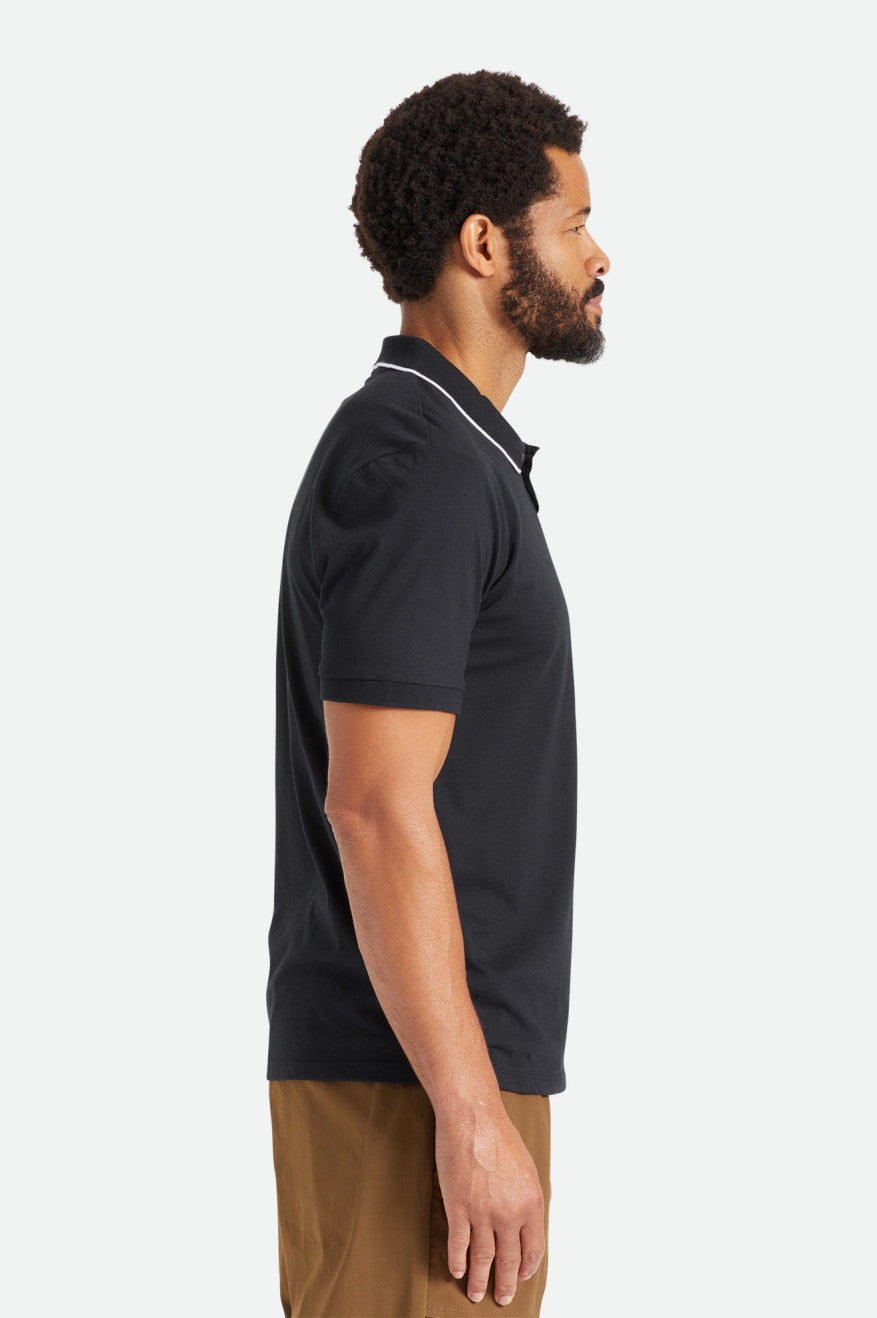 Brixton Proper S/S Polo Férfi Kötöttáru Fekete | UXSD-48963