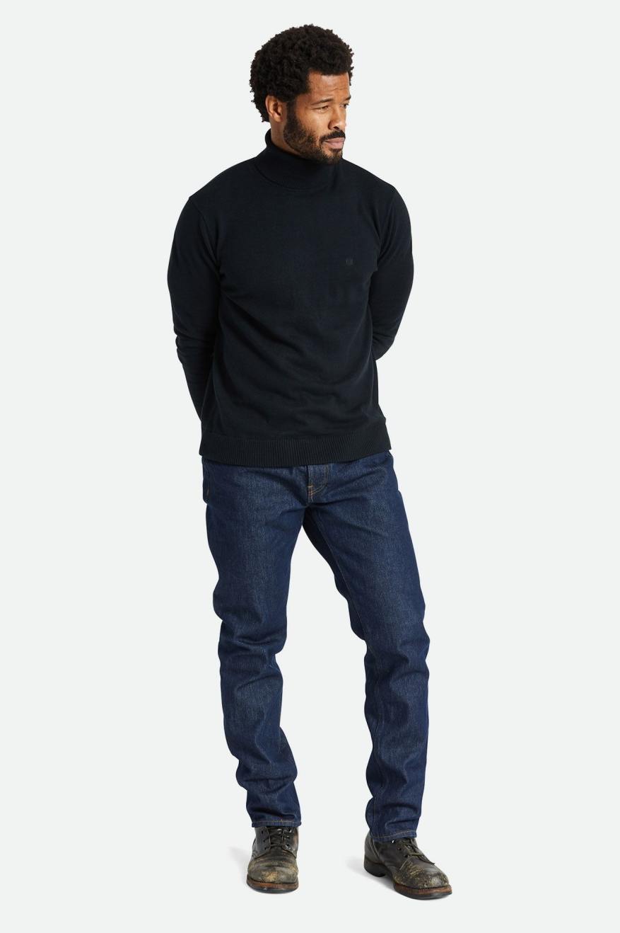 Brixton Reserve Cashmere L/S Turtleneck Férfi Kötöttáru Fekete | YMDF-76940