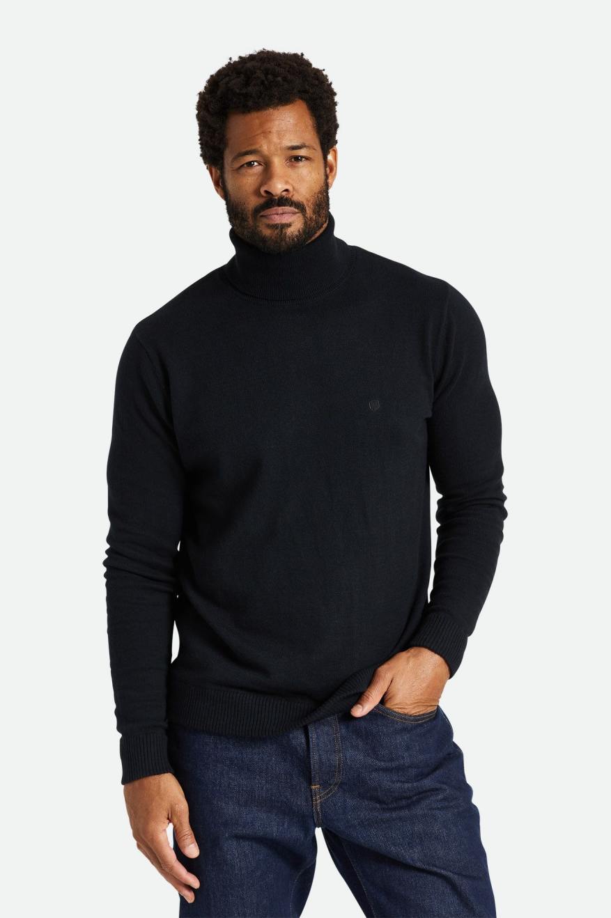 Brixton Reserve Cashmere L/S Turtleneck Férfi Kötöttáru Fekete | YMDF-76940