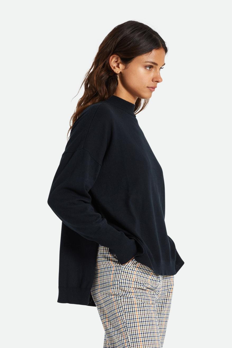 Brixton Reserve Oversized Cashmere Pulóver Női Felsők Fekete | MHRD-72413