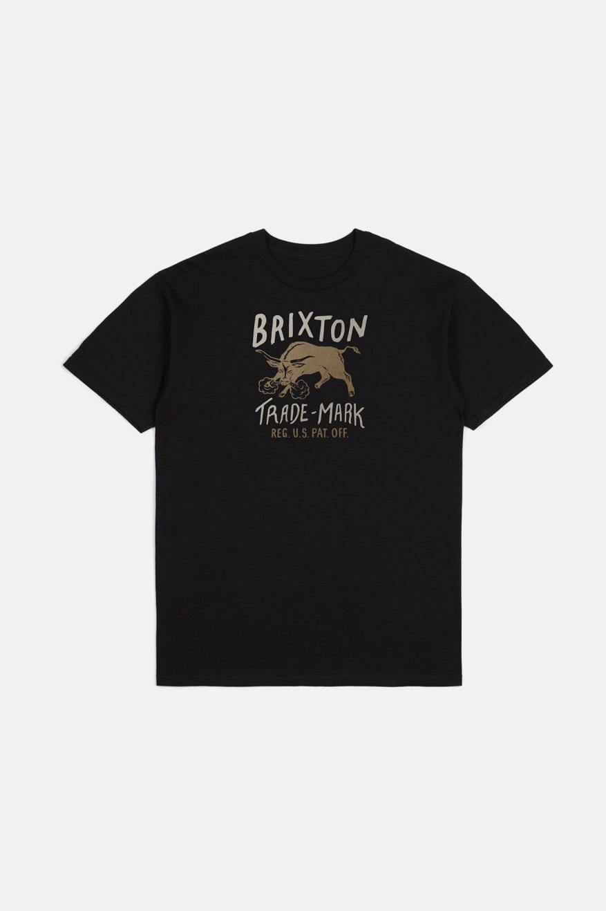 Brixton Roxboro S/S Standard Férfi Felsők Fekete | OFUS-27681